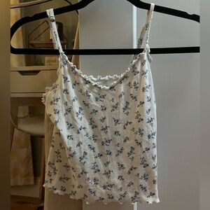 hollister must have white and blue floral cami with adjustable straps